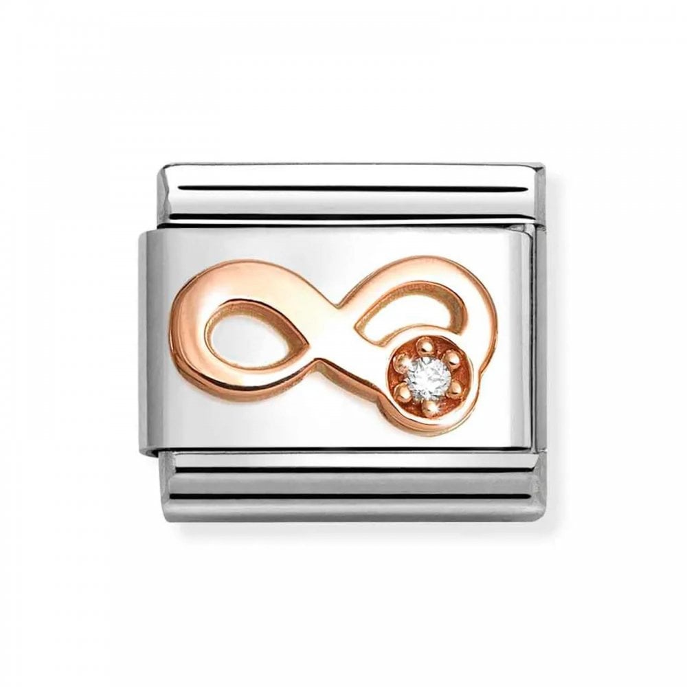 CLASSIC Rose Gold Symbols White Infinity Charm