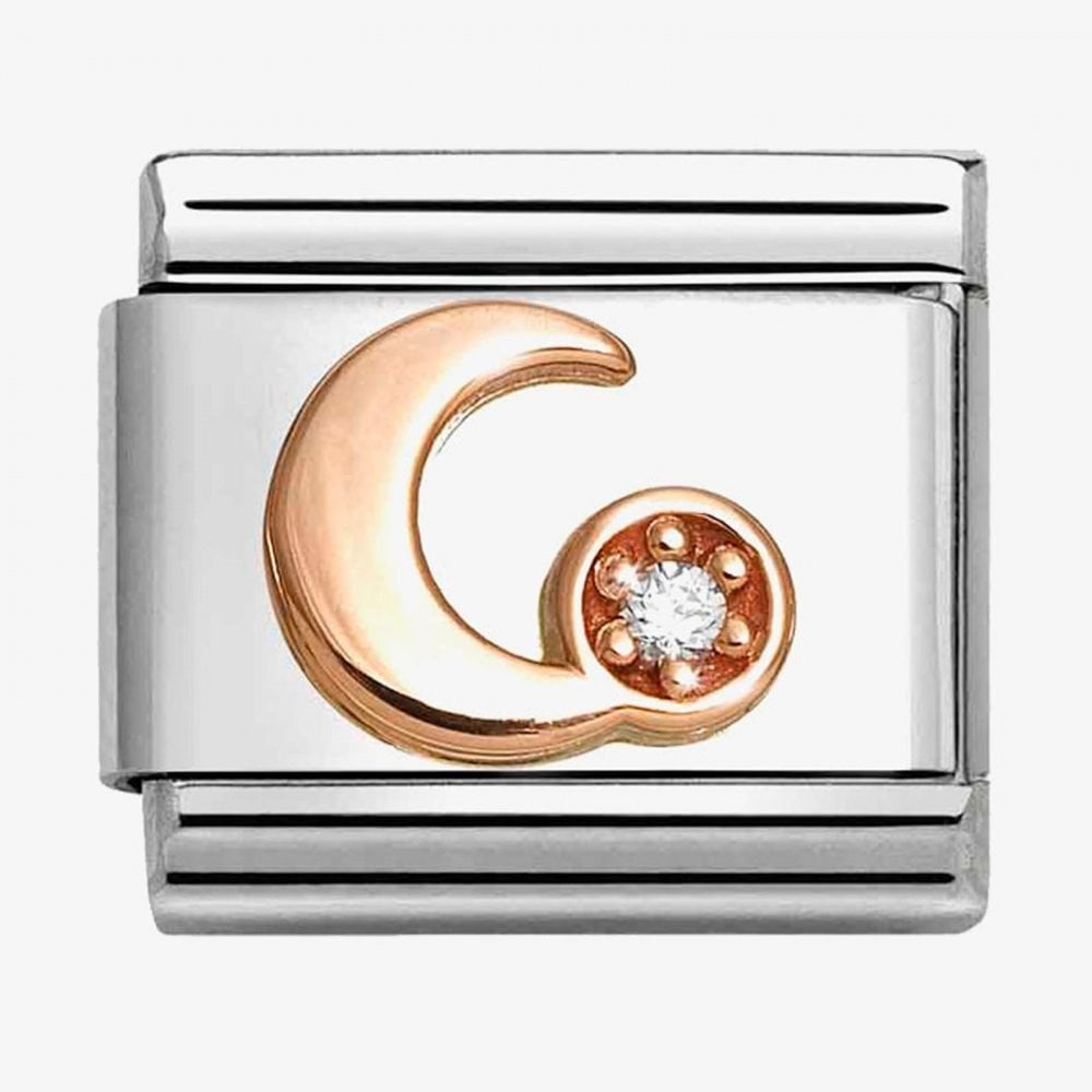 CLASSIC Rose Gold Symbols White Moon Charm