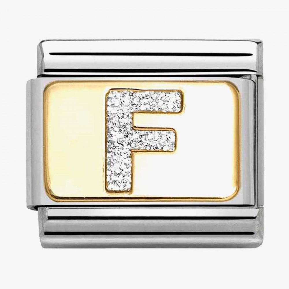 CLASSIC Silver Glitter Letter F Charm