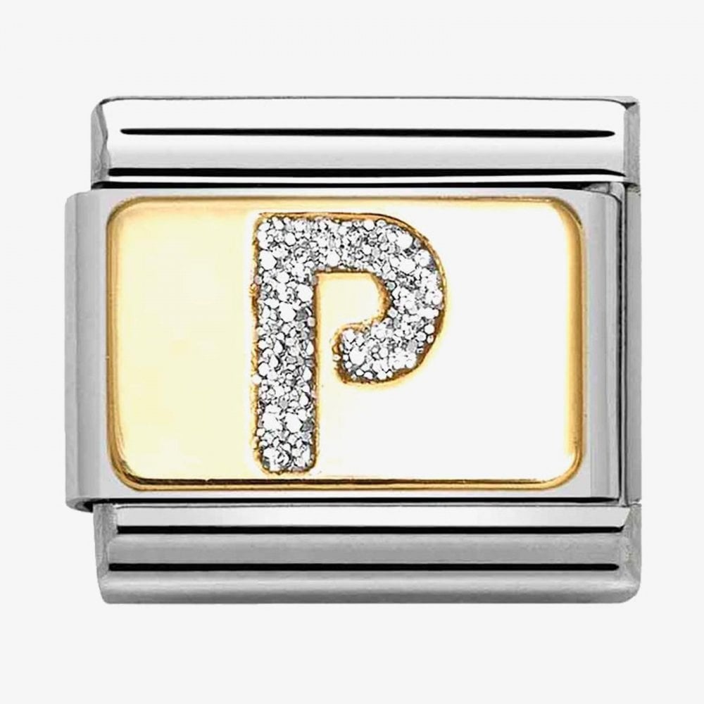 CLASSIC Silver Glitter Letter P Charm
