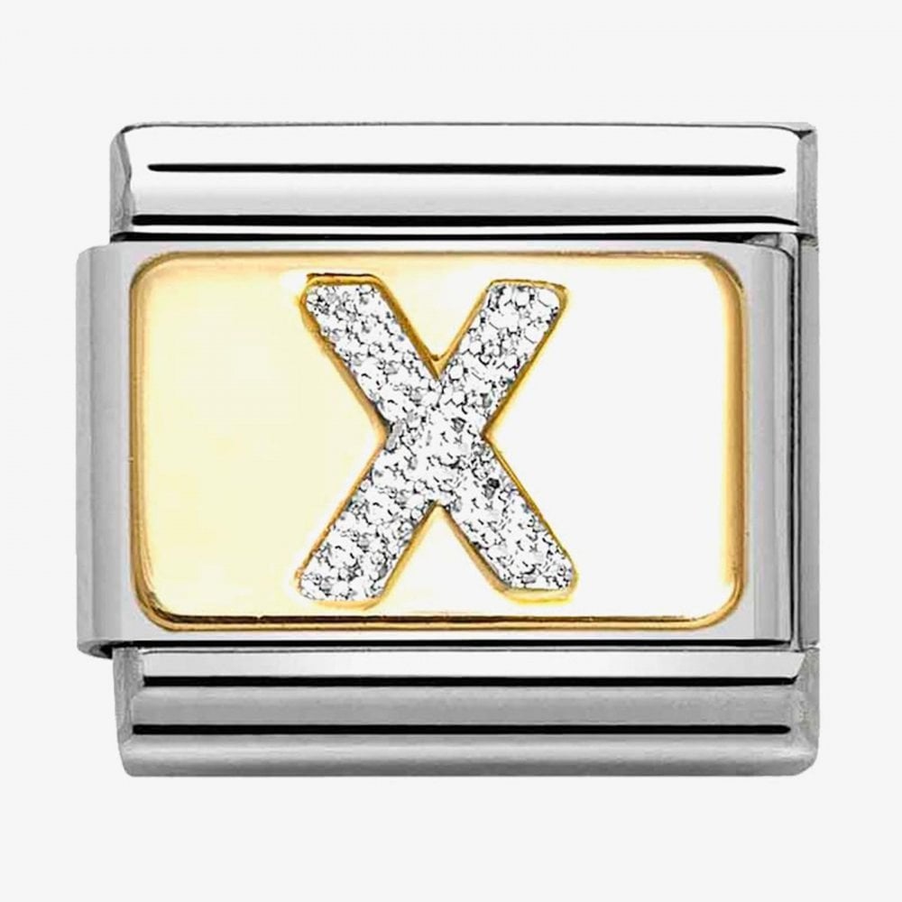 CLASSIC Silver Glitter Letter X Charm