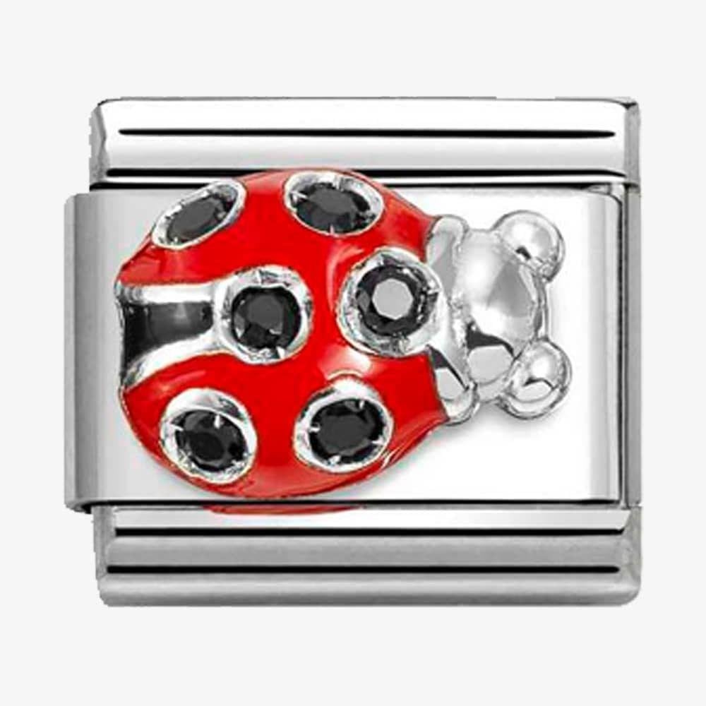 CLASSIC Silvershine Black Cubic Zirconia Ladybird Charm