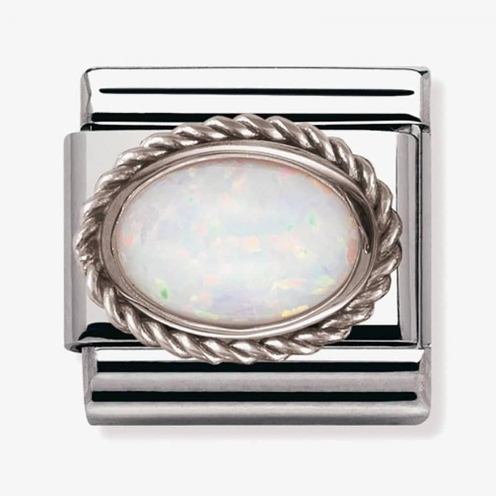 CLASSIC Silvershine Ornate Settings White Opal Charm