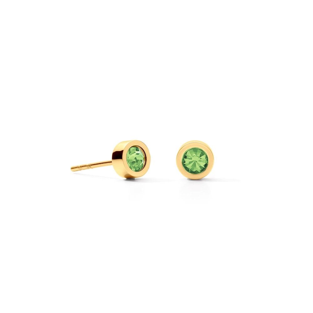 Coeur de lion green gold crystal stud earrings.