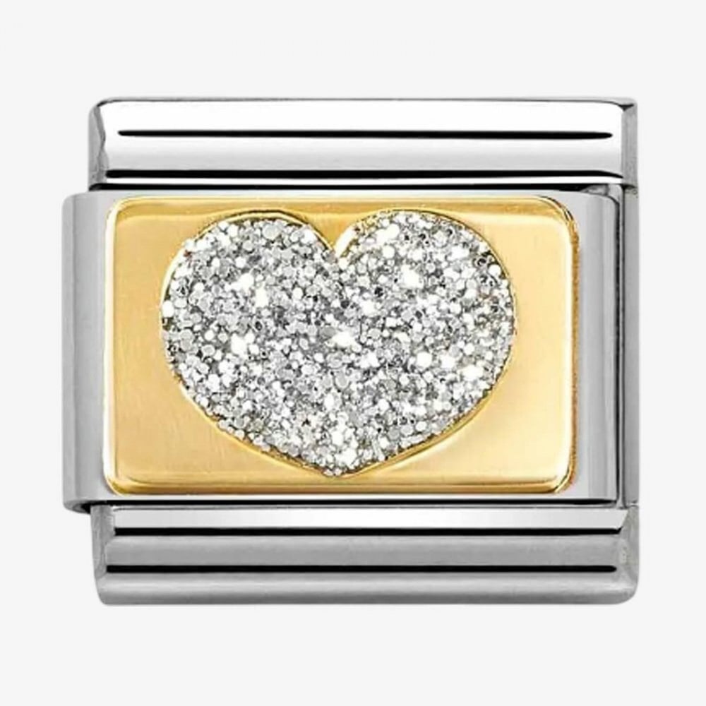 Composable 18ct Gold Plate Silver Glitter Heart Charm