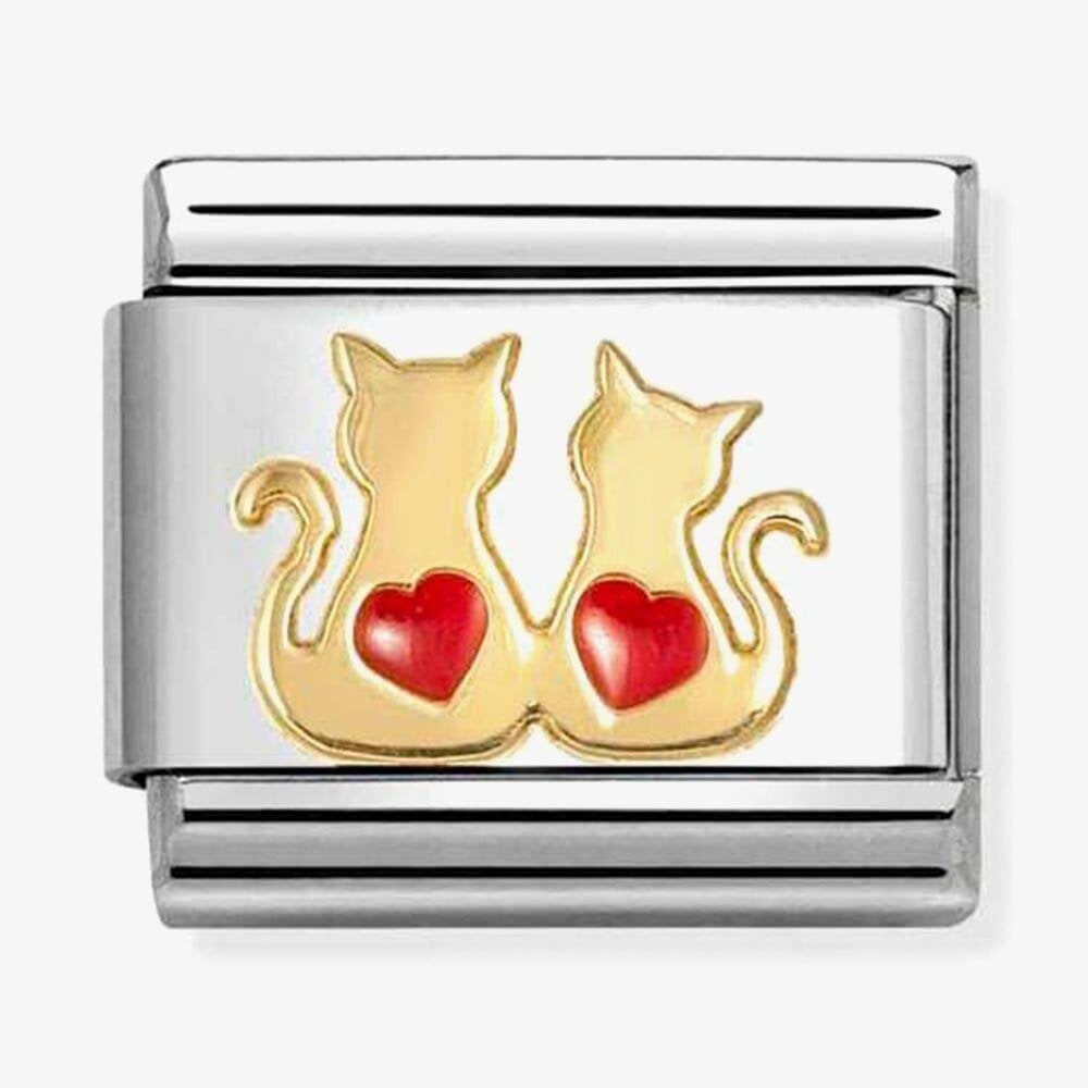 Composable Double Red Hearts Cats Charm