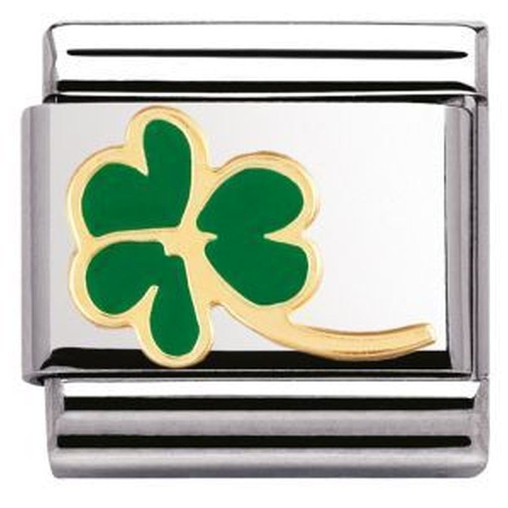 Composable Green Enamel Clover Charm