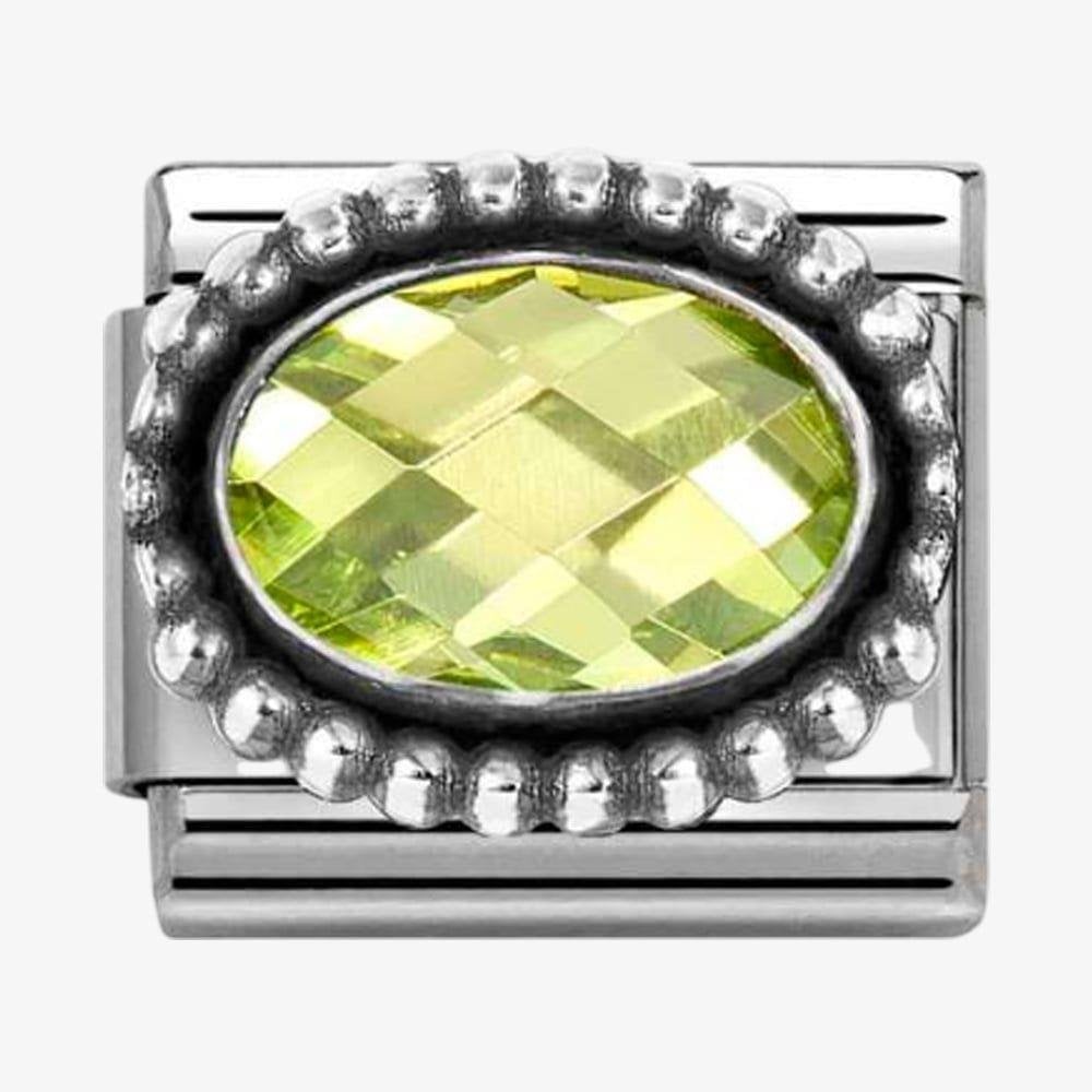 Composable Oval Faceted Light Green CZ Charm