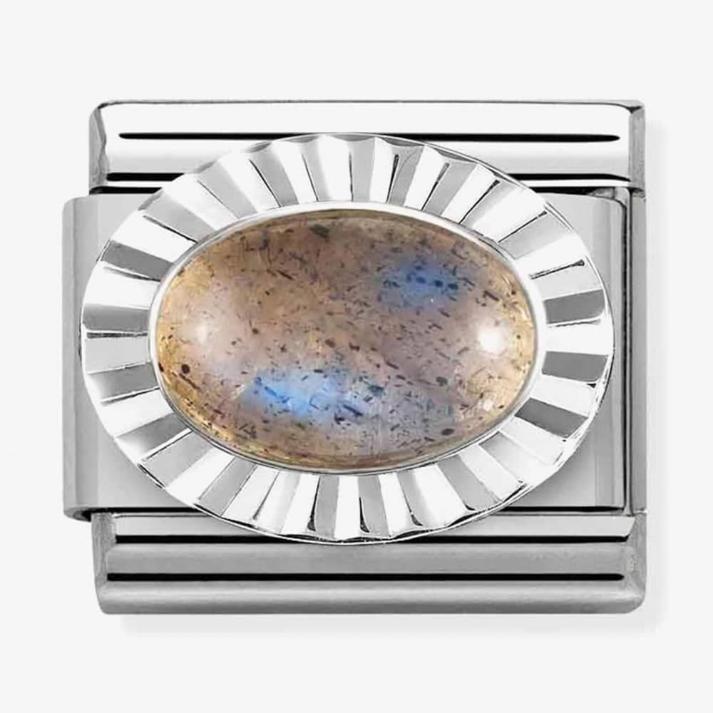 Composable Oval Labradorite Fluted Bezel Charm