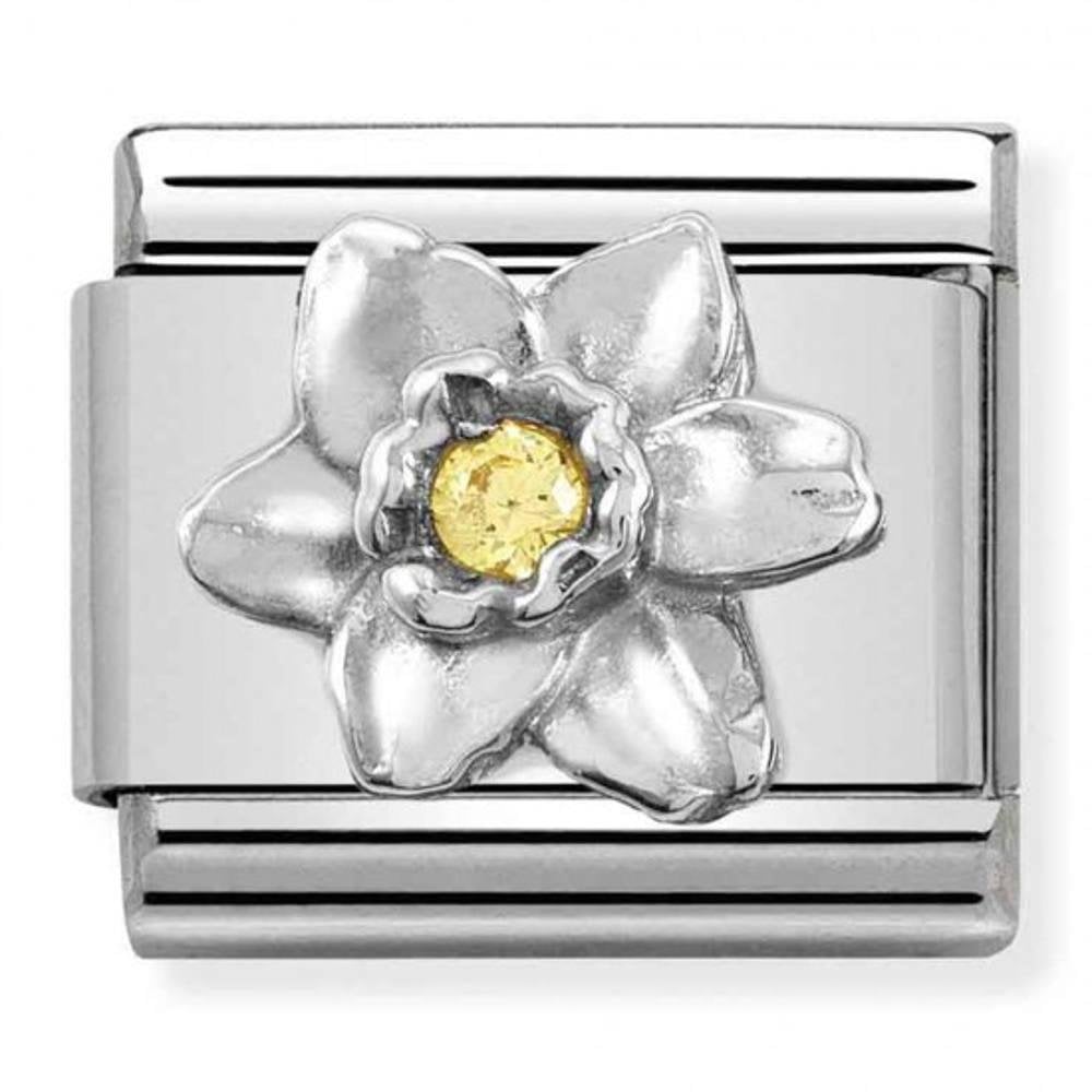 Composable Silver Shine Daffodil with CZ Charm