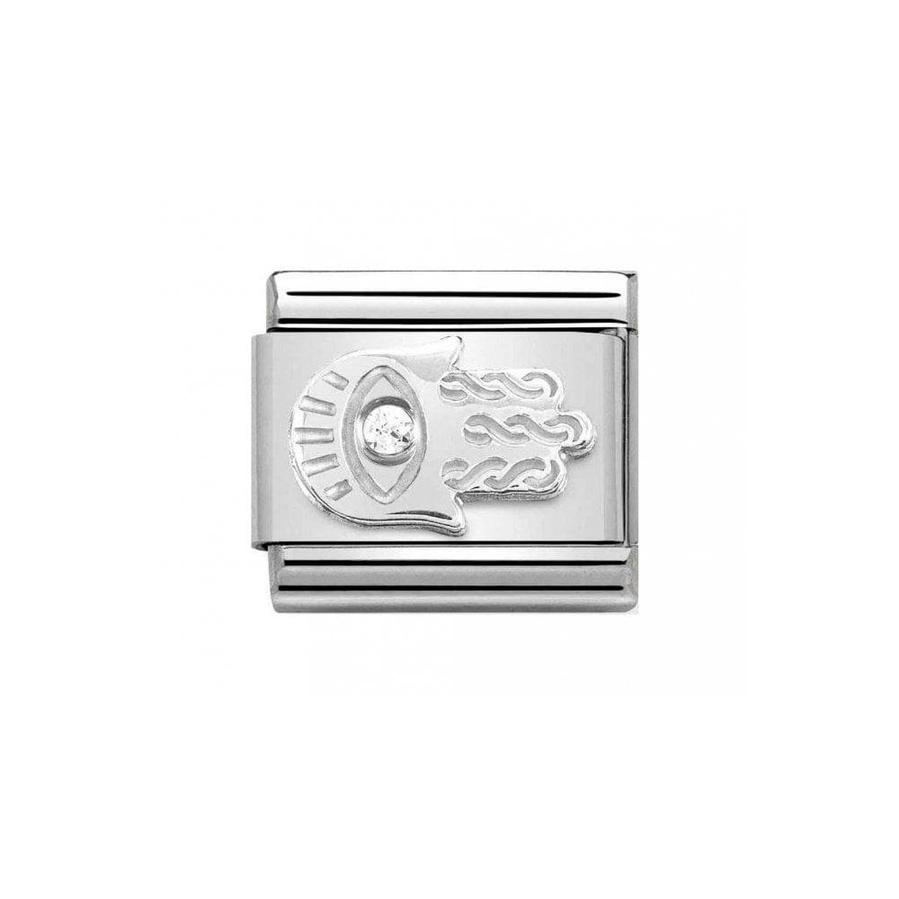 Composable Silver Shine Hand of Fatima with CZ Charm
