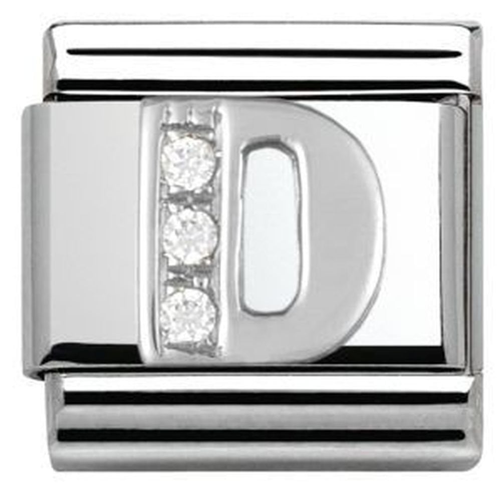 Composable Stainless Steel and Silver CZ Letter D Charm