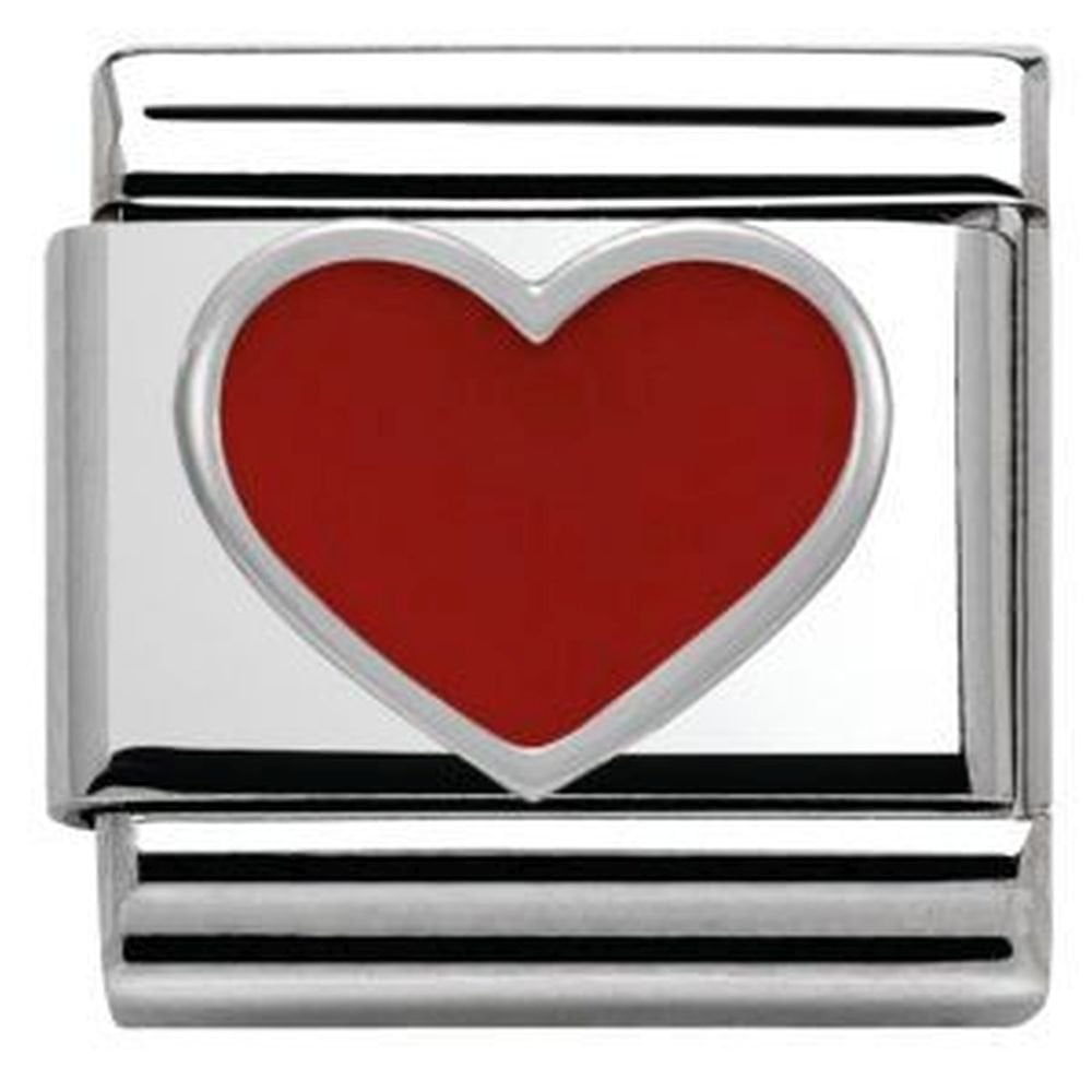 Composable Stainless Steel Red Enamel Heart Charm
