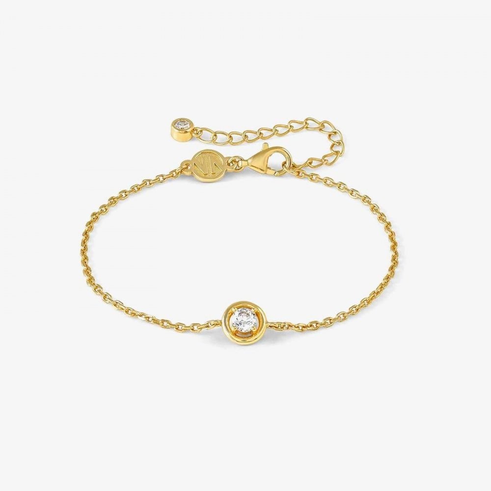 Cosmic Love Gold Plated Cubic Zirconia Round Pendant Bracelet