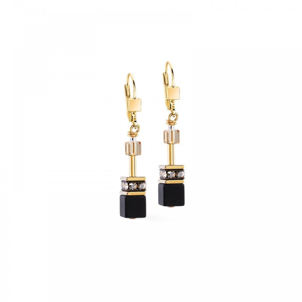 GeoCUBE® Earrings Onyx Black-Gold