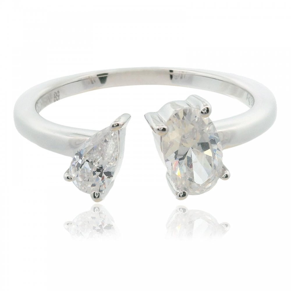 Geogini Chic Noel Toi Et Moi Silver CZ Ring Size 7 - N