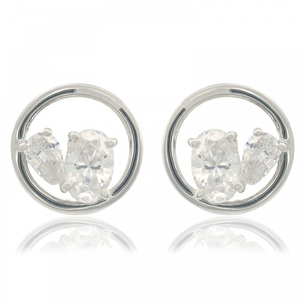 Georgini Chic Noel Toi Et Moi Circle Silver CZ Earrings