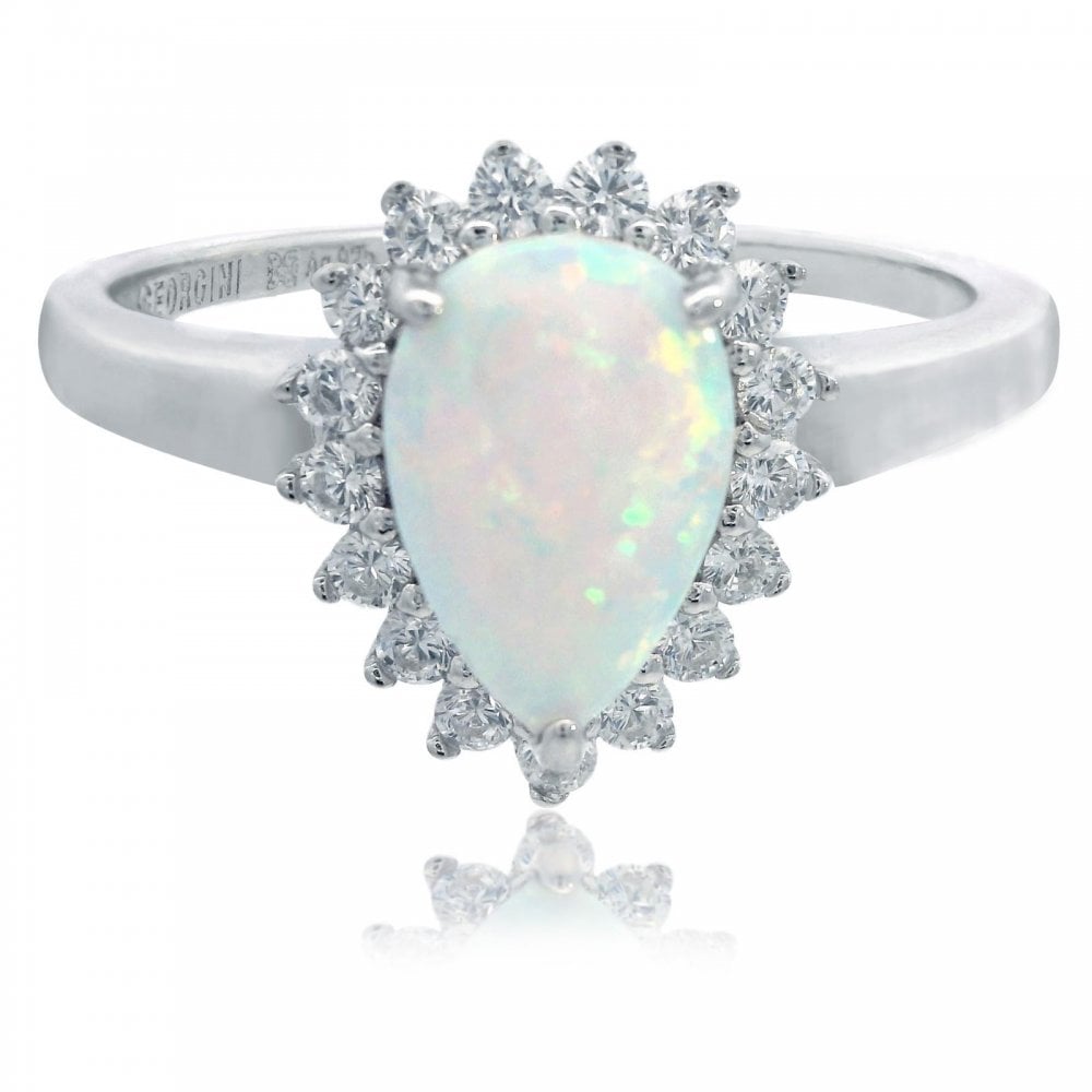 Georgini Created Opal Glow Rozelle Silver Ring Size 7