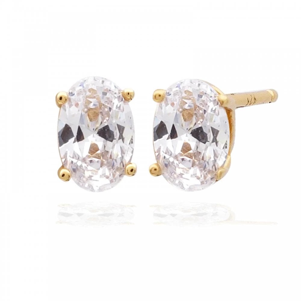Georgini Ellipse Journey CZ Gold Plated Stud Earrings