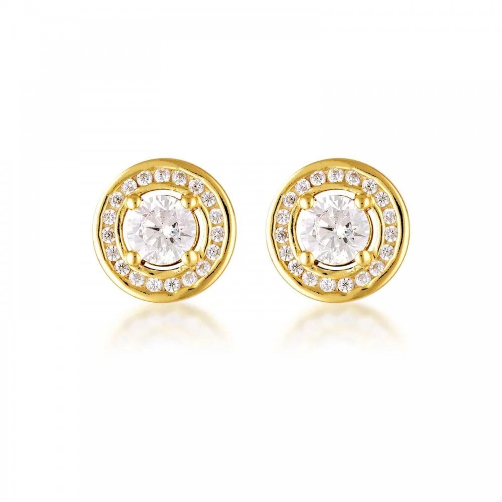 Georgini Milestone White CZ Halo Earrings Gold