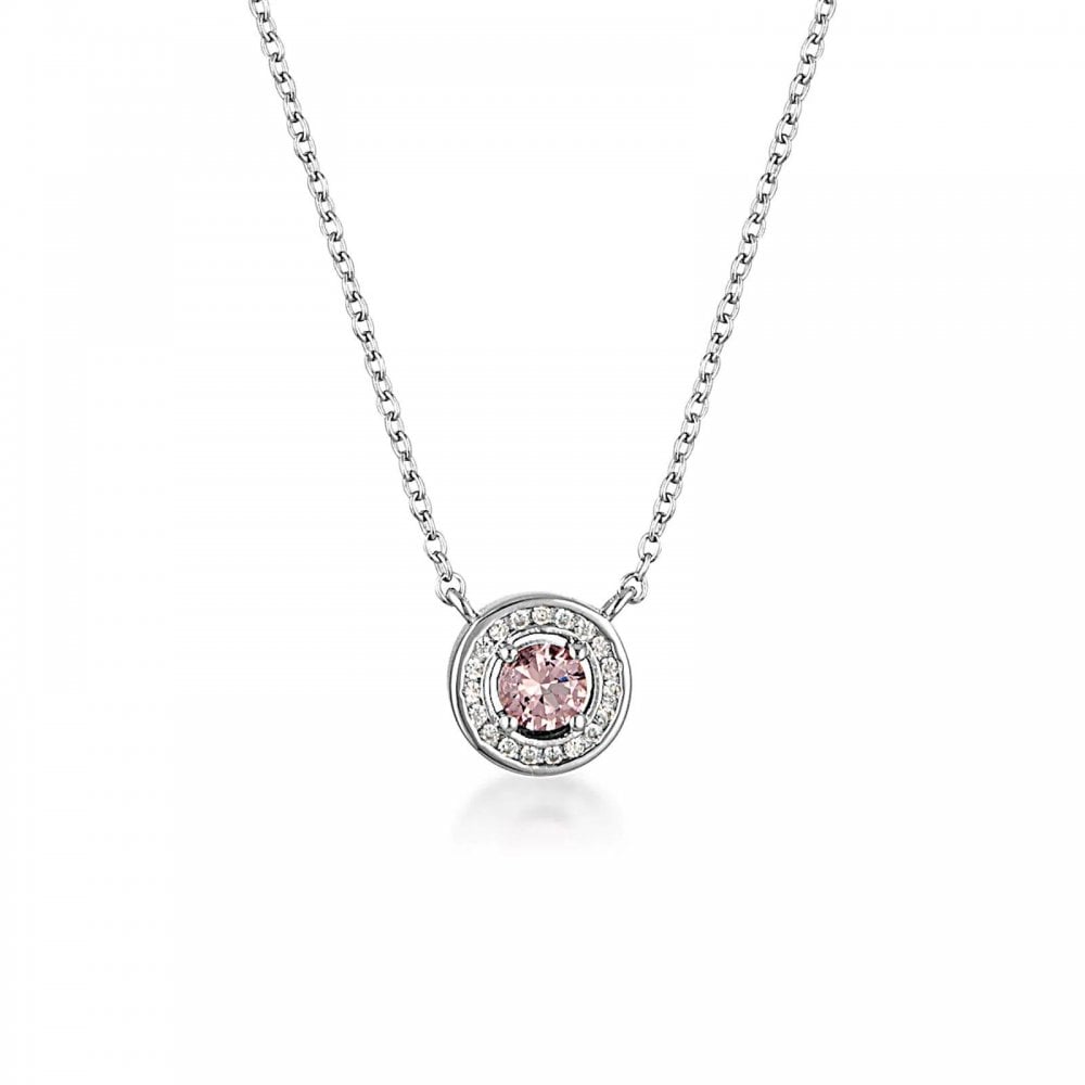 Georgini Milestones Morganite CZ Silver Halo Cluster Pendant