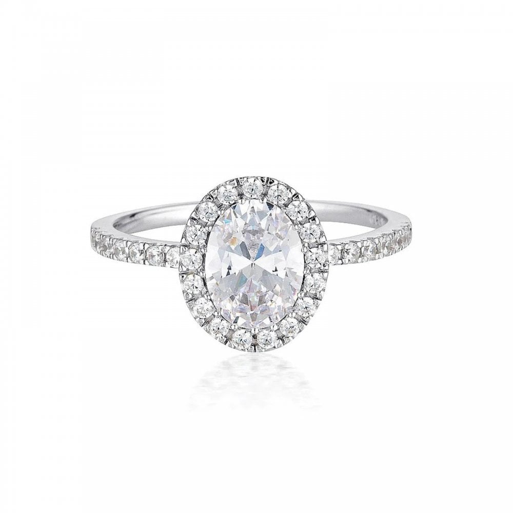 Georgini Oval Halo Silver CZ Ring Size 54