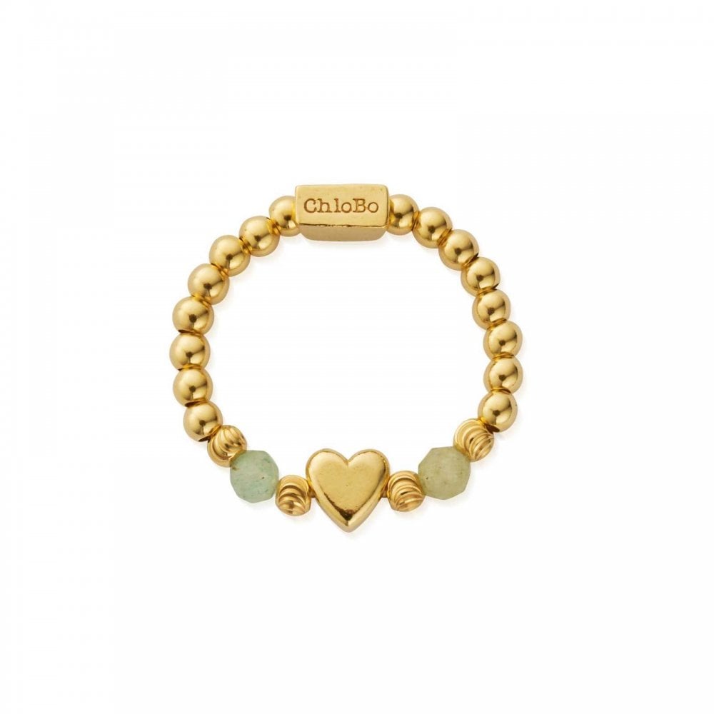 Gold New Love Aventurine Ring Medium
