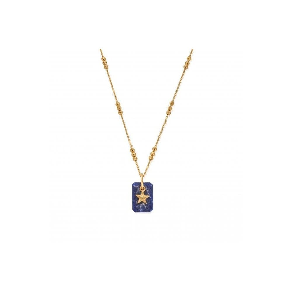 Gold Triple Bobble Chain Sodalite Star Necklace