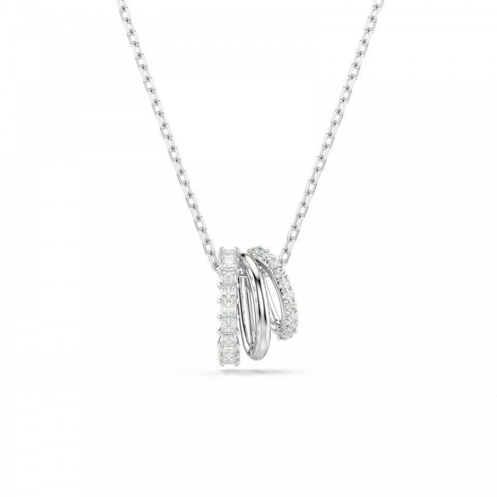Hyperbola pendant, Round cut, White, Rhodium plated