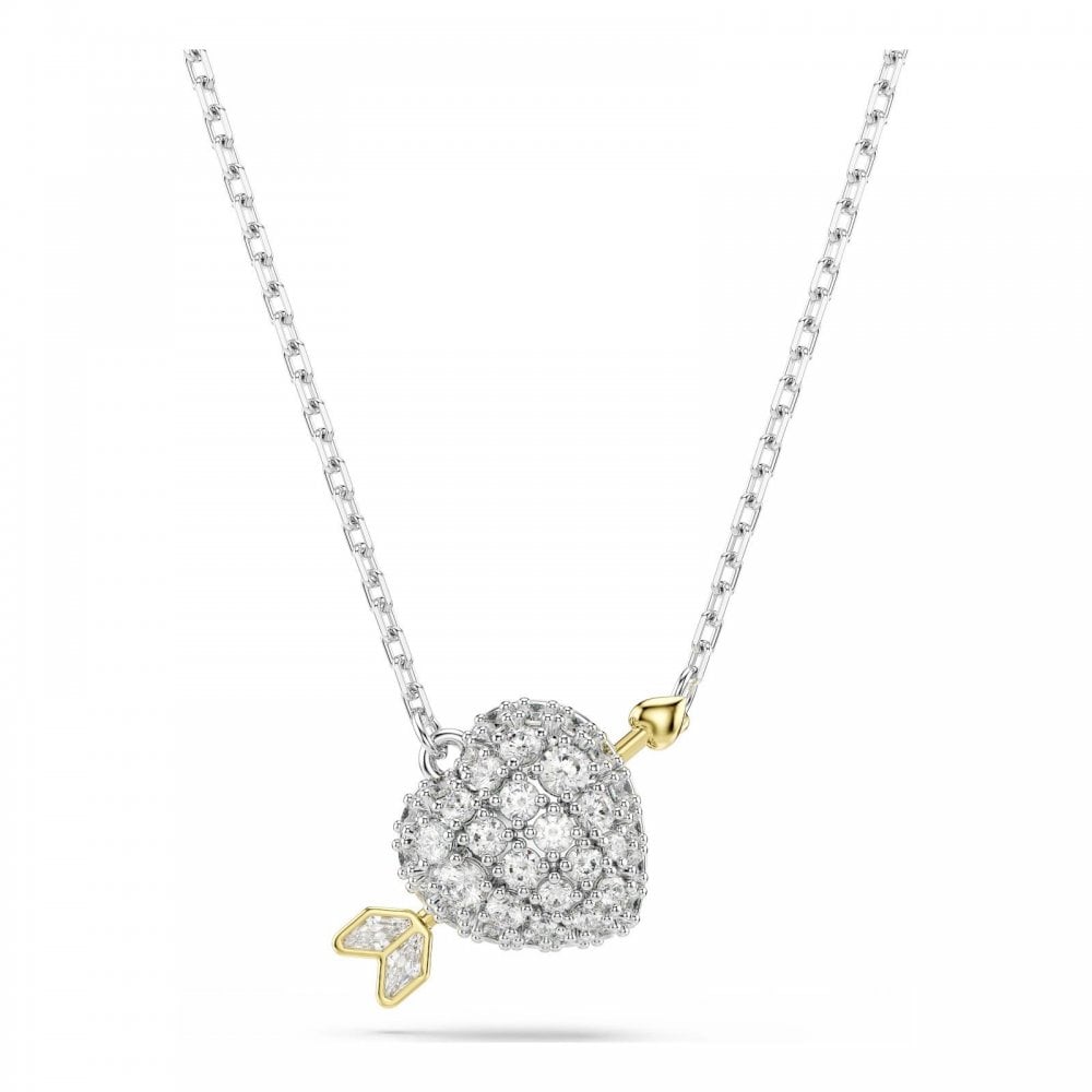 Idyllia pendant, Mixed cuts, Heart, White, Mixed metal finish