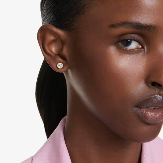 Imber Gold Plated White Crystal Stud Earrings