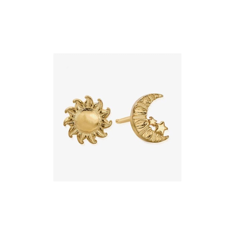 Island Energy Moon and Sun Gold-Tone Stud Earrings