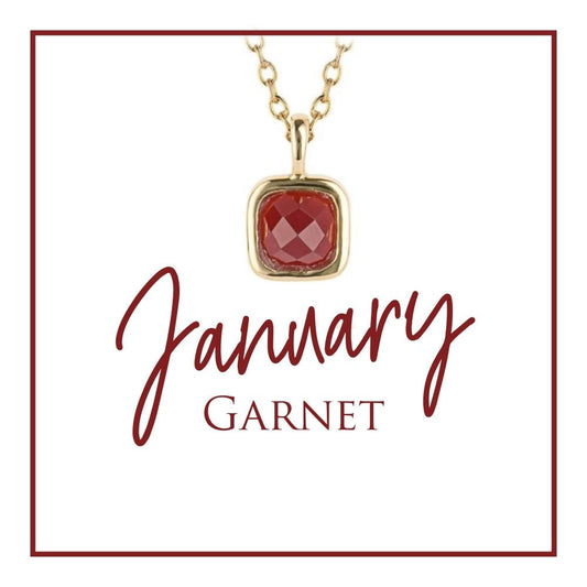 January Semi-Precious Birthstone Necklace With Diamond Tag In Yellow Gold Plated Recycled Silver