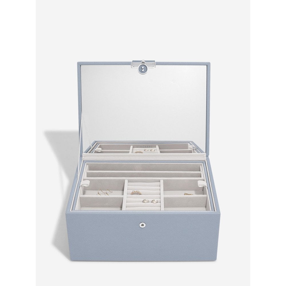 Luxury Classic Dusky Blue Jewellery Box