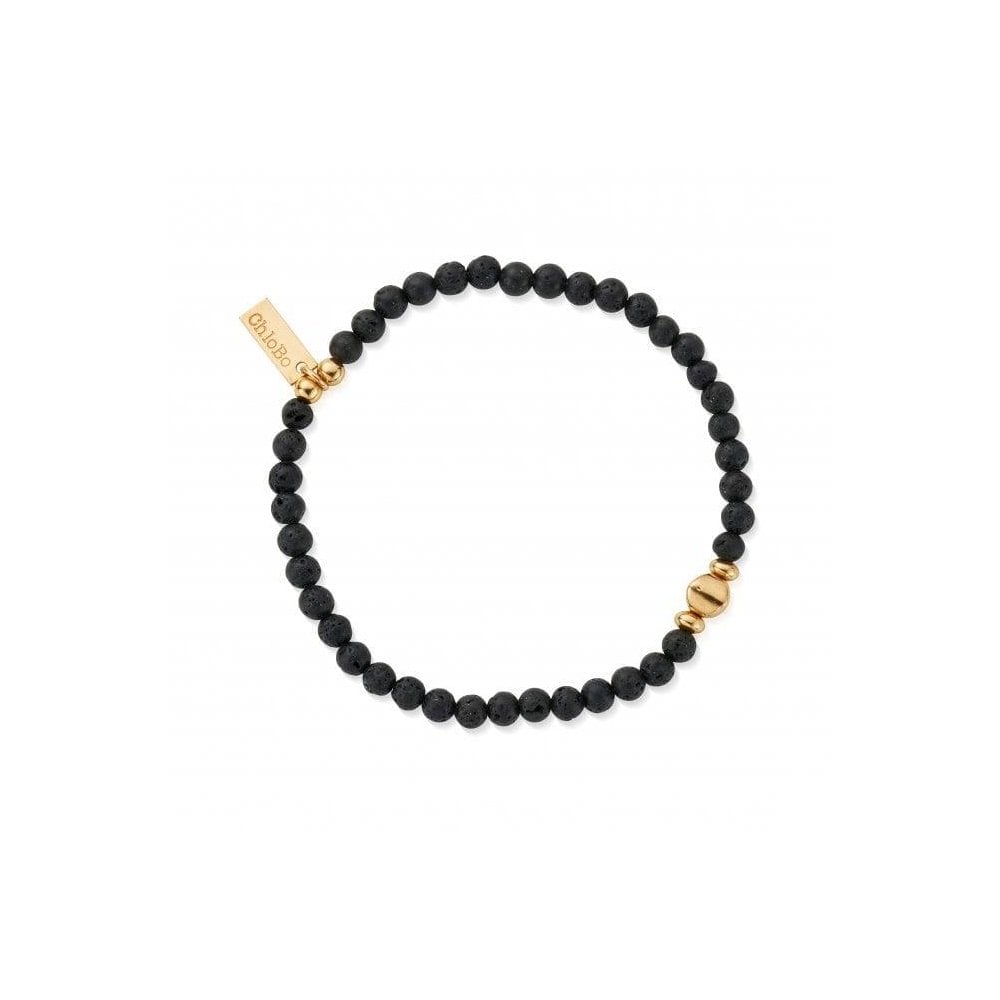 Men's Gold Black Lava Bracelet