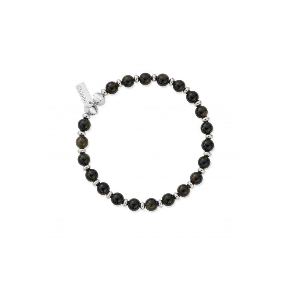 Men's Golden Obsidian Slim Round Bracelet