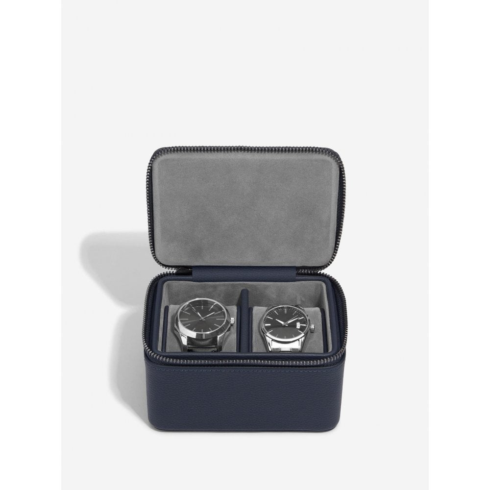 Navy Blue Double Zipped Watch Box
