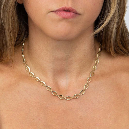Open Eye Link Necklace In 9ct Yellow Gold