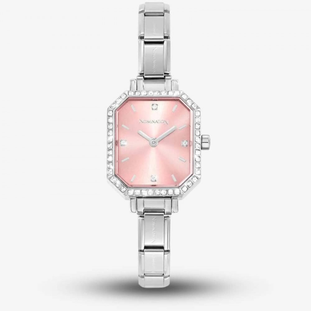 Paris Rectangular Pink Dial Watch