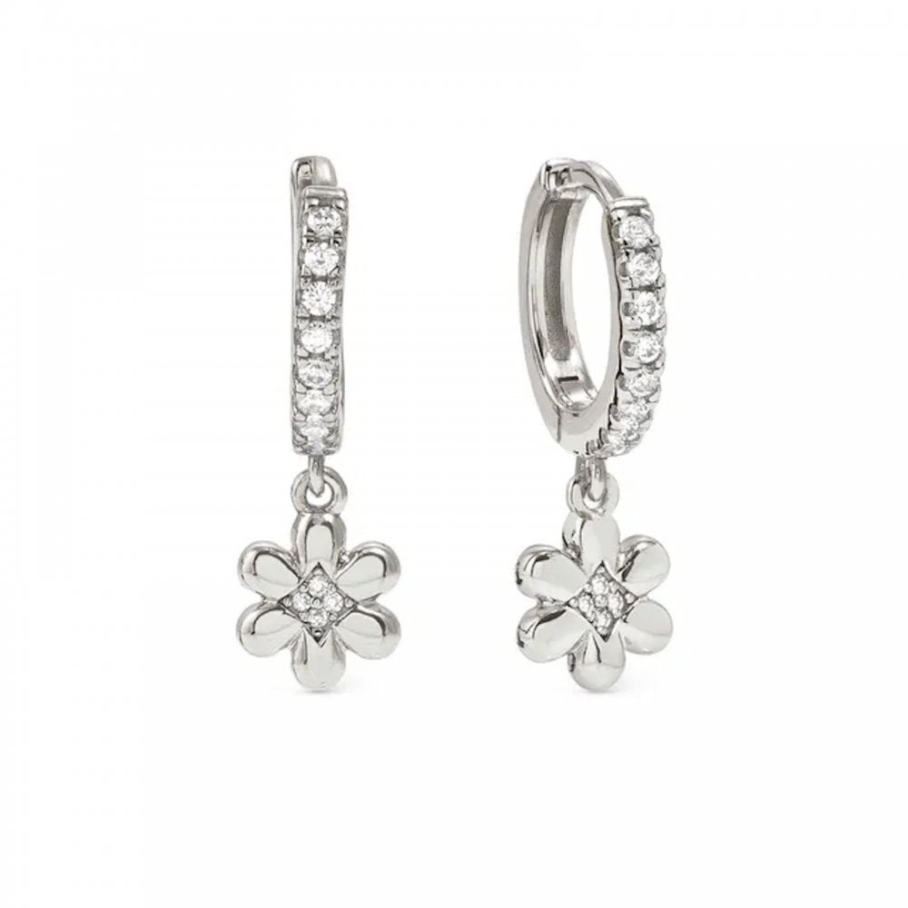 Petit Sparkle Silver Flower Hoops