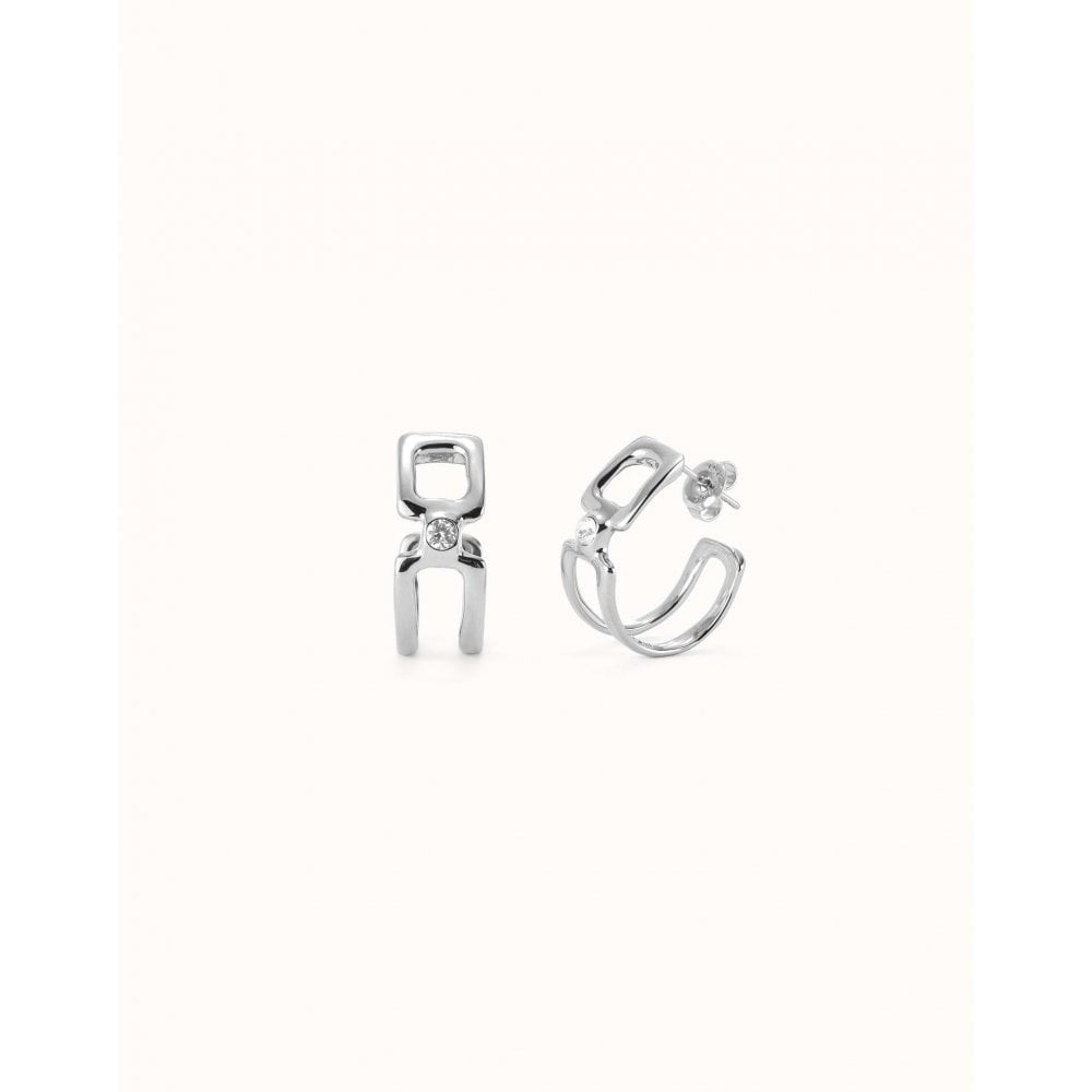 Ser Indomable Silver plated Hoop CZ Earrings