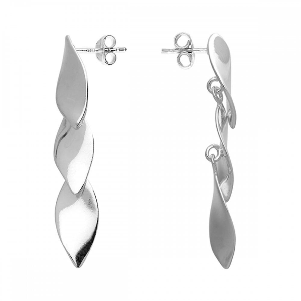 Silver 925 Cascading Leaf Drop Earrings