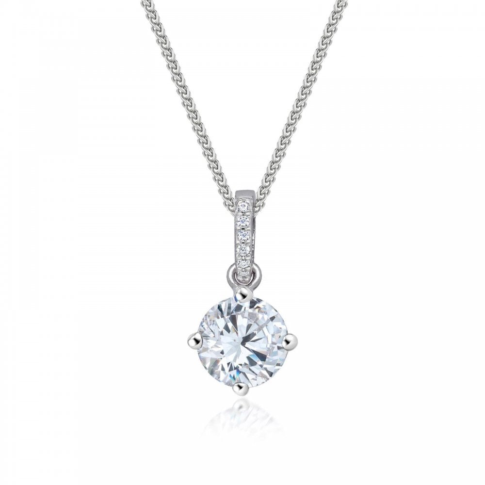 Silver Cubic Zirconia 1.00ct Pendant & Chain