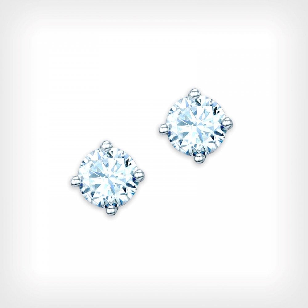 Silver CZ 0.75ct Rhodium Plated Stud Earrings