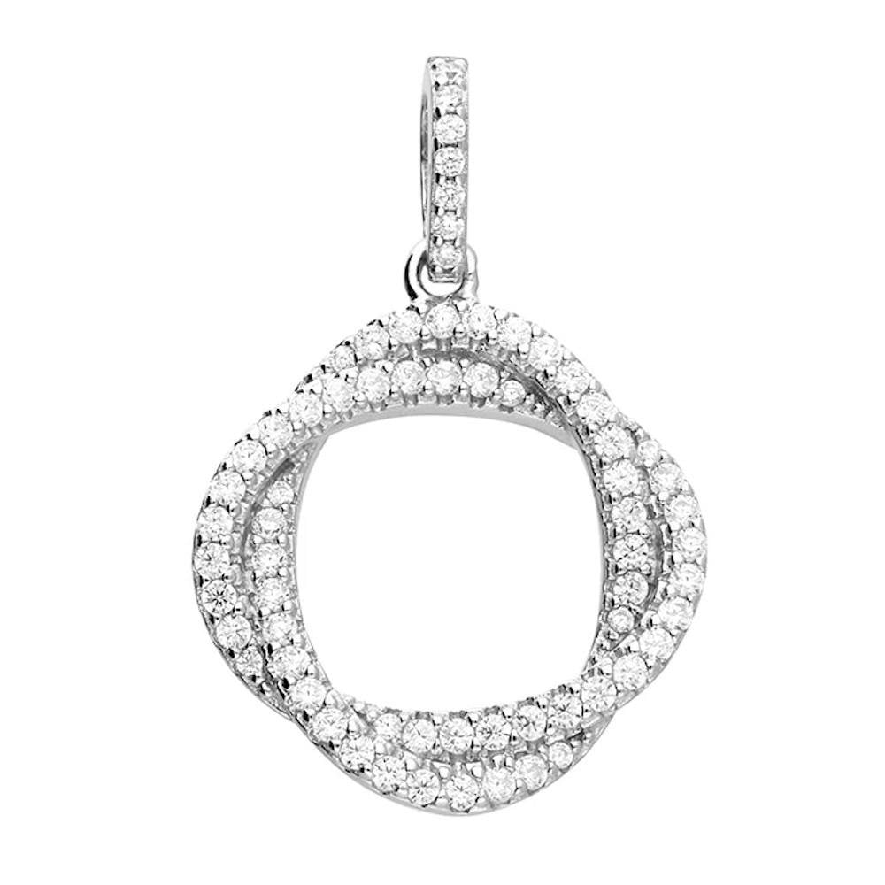 Silver CZ Entwined Oval Pendant