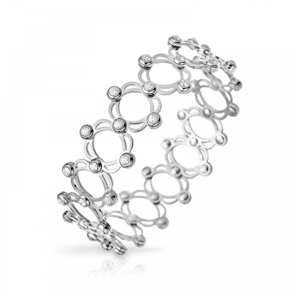 Silver CZ Expanding Ring to Bangle