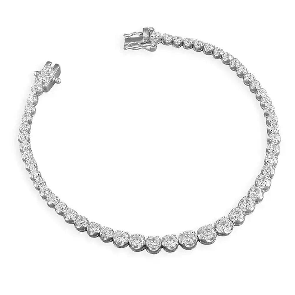 Silver CZ Graduated Tennis Bracelet 18.5cm