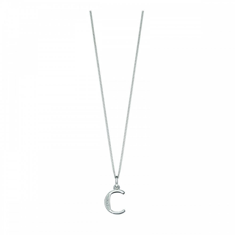 Silver CZ Inital Pendant - C