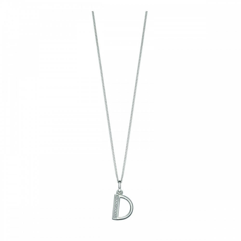 Silver CZ Inital Pendant - D