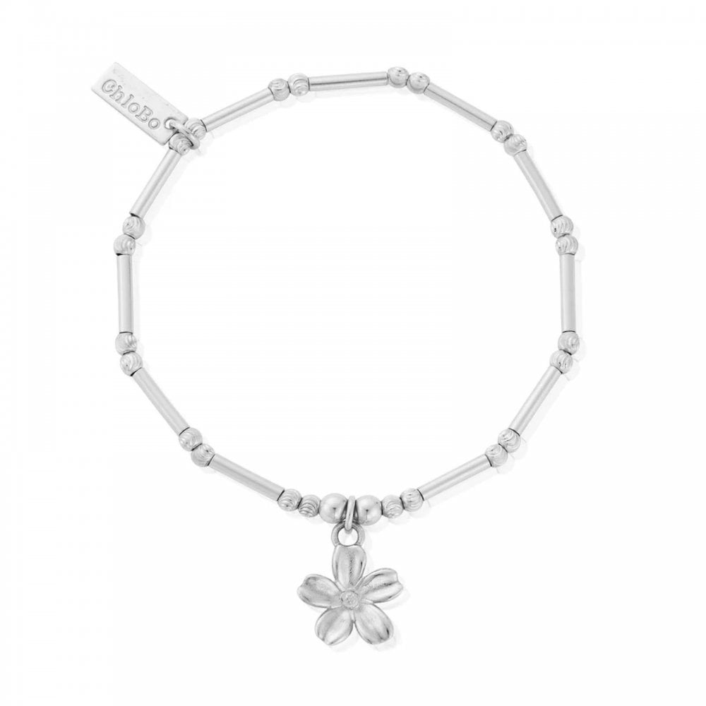 Silver Dainty Moon Sparkle Forget Me Not Bracelet
